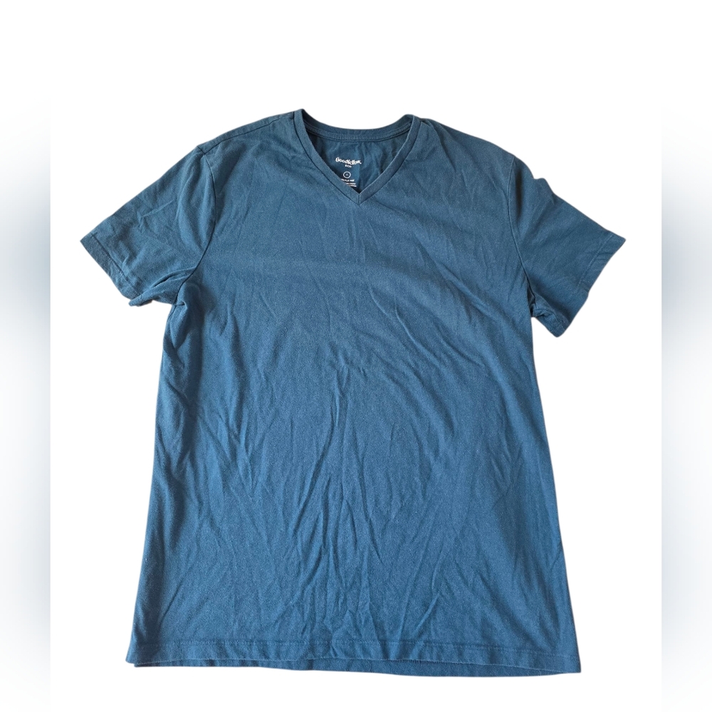 ♥️Goodfellow Eco Teal Green Lyndale V Neck Classic Fit T Shirt Size L